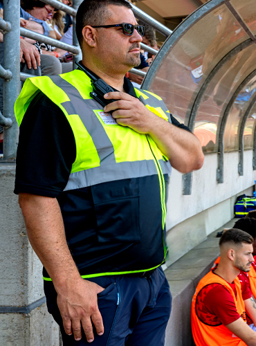 Eventschutz und Personenschutz beim Fussballspiel im Stadion durch CSM aus Bergisch Gladbach